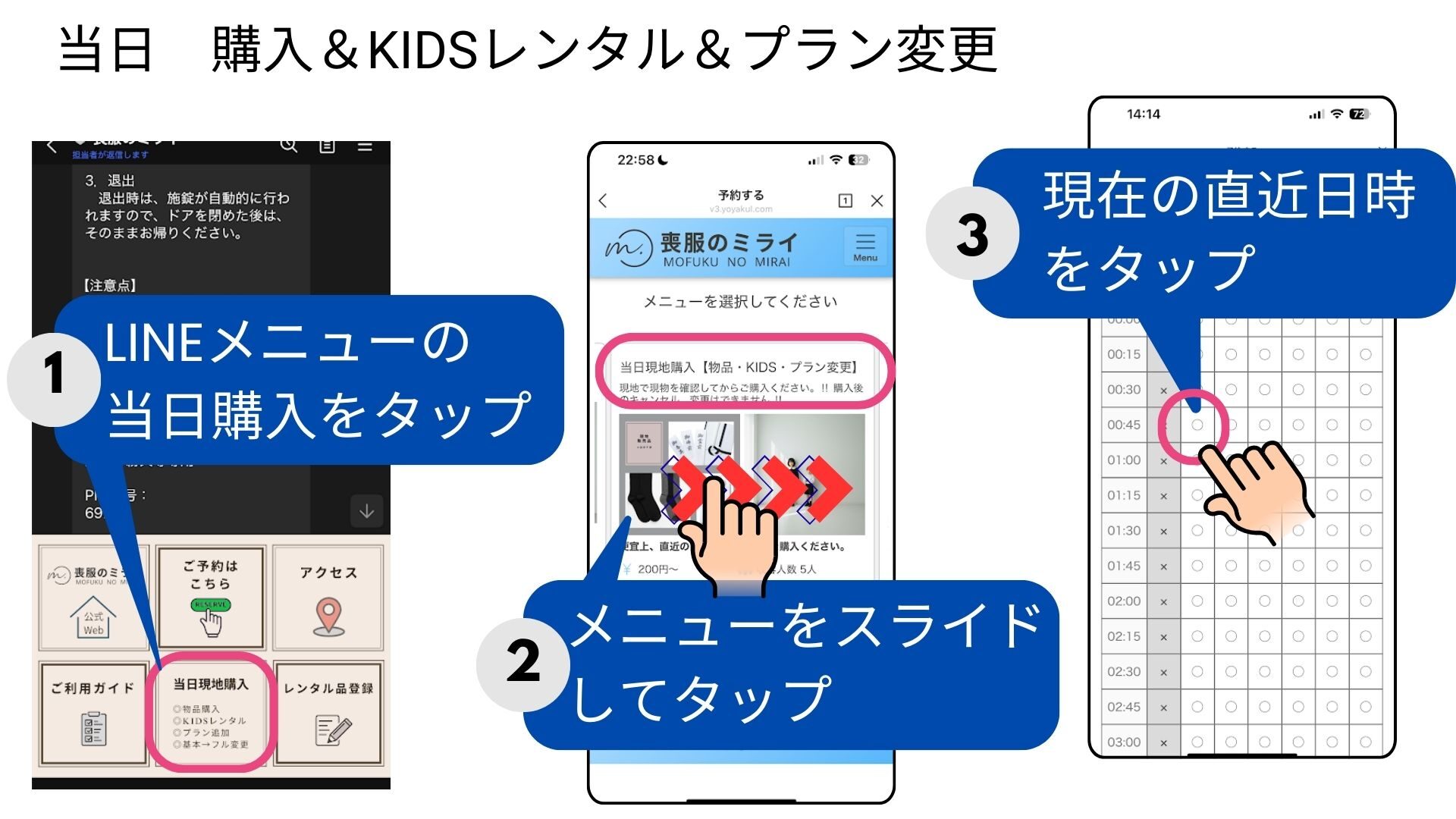 当日購入とKidsレンタル&プラン変更手順