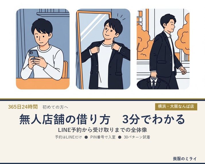 無人店舗の借り方｜3分でわかる喪服レンタルの流れ