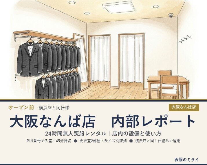 大阪なんば店 内部レポート｜24時間無人喪服レンタル店の設備とご利用の流れ【2026年6月1日オープン予定】