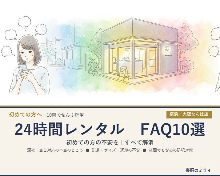 【FAQ10選】24時間喪服レンタルのよくあるご質問｜深夜・当日・無人店舗の不安をすべて解消