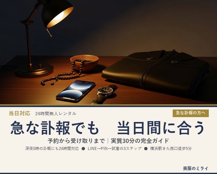 【当日対応】急な訃報を受けたら｜喪服を最短30分で確保する完全ガイド【24時間無人レンタル】