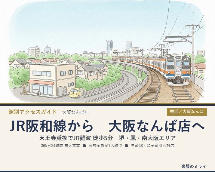 堺・JR阪和線から大阪なんば店へ｜天王寺乗換でJR難波徒歩5分