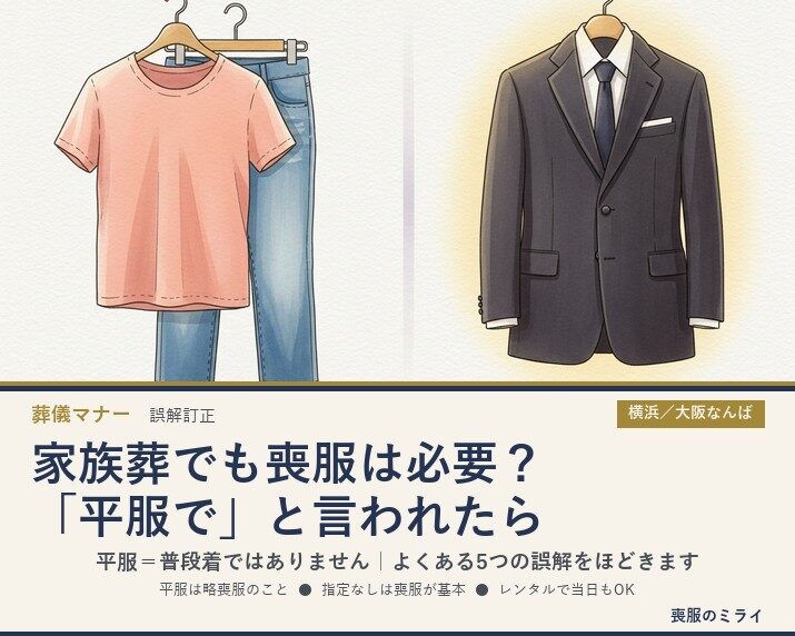 家族葬でも喪服は必要？「平服で」と言われたら
